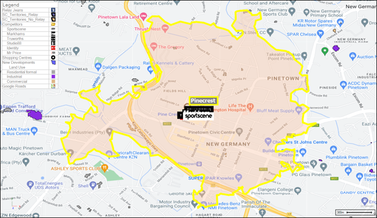 Shopping Centre: Pinecrest_Small Regional GLA – 40 202.
2km Drive Distance Territory Urban (670 190 Turnover).