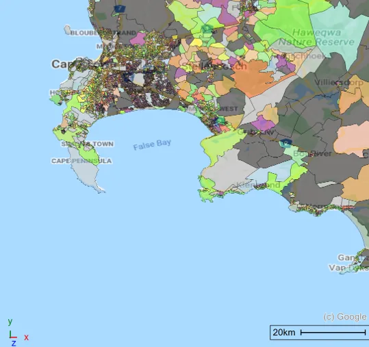 Example of a demographics dataset displayed in SpatialBI